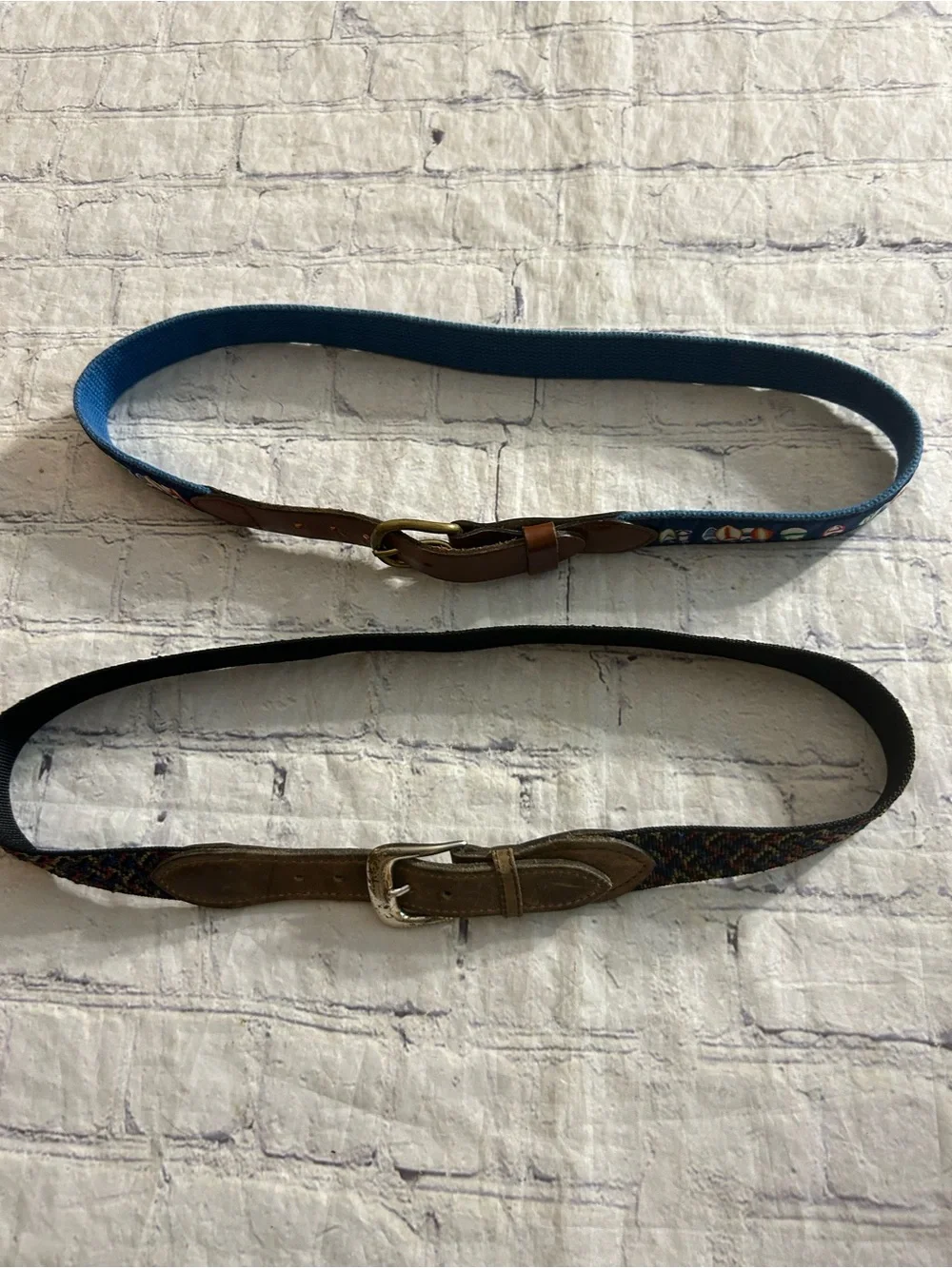 BISON BELT CO. MULTI COLORED LEATHER ACCENT & HAND MADE LEATHER BLUE BELTS